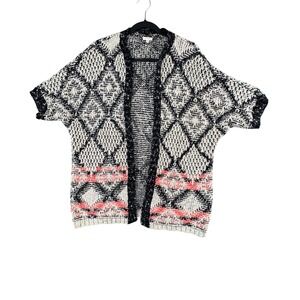 EN CREME Boho Kimono Cardigan Small Diamond Print Cottagecore Minimalist Layer